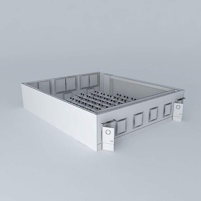 Modern classrom with charis Free 3D model_3