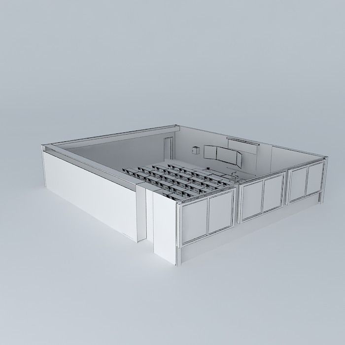 Modern classrom with charis Free 3D model_4