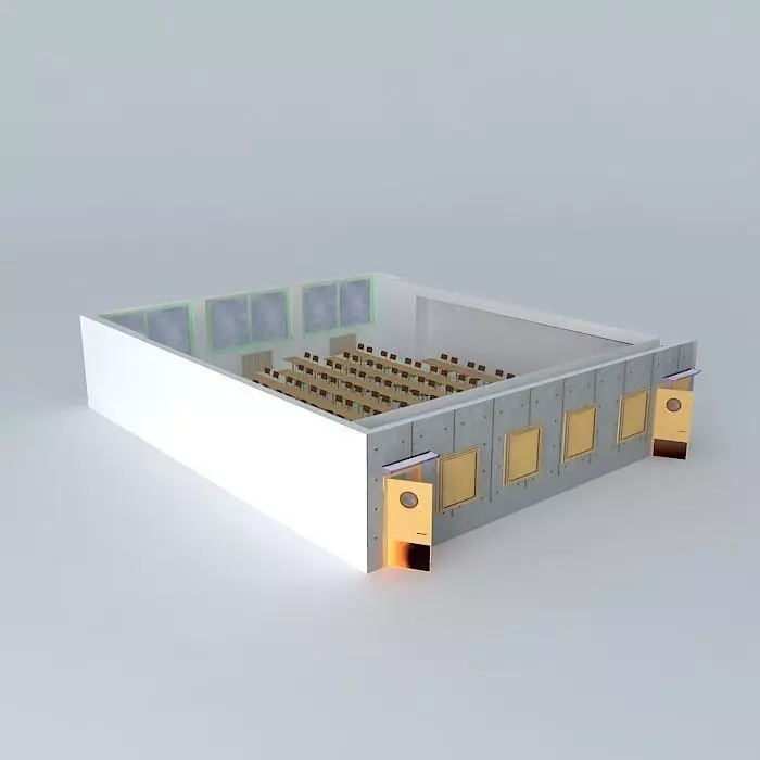 Modern classrom with charis Free 3D model_0