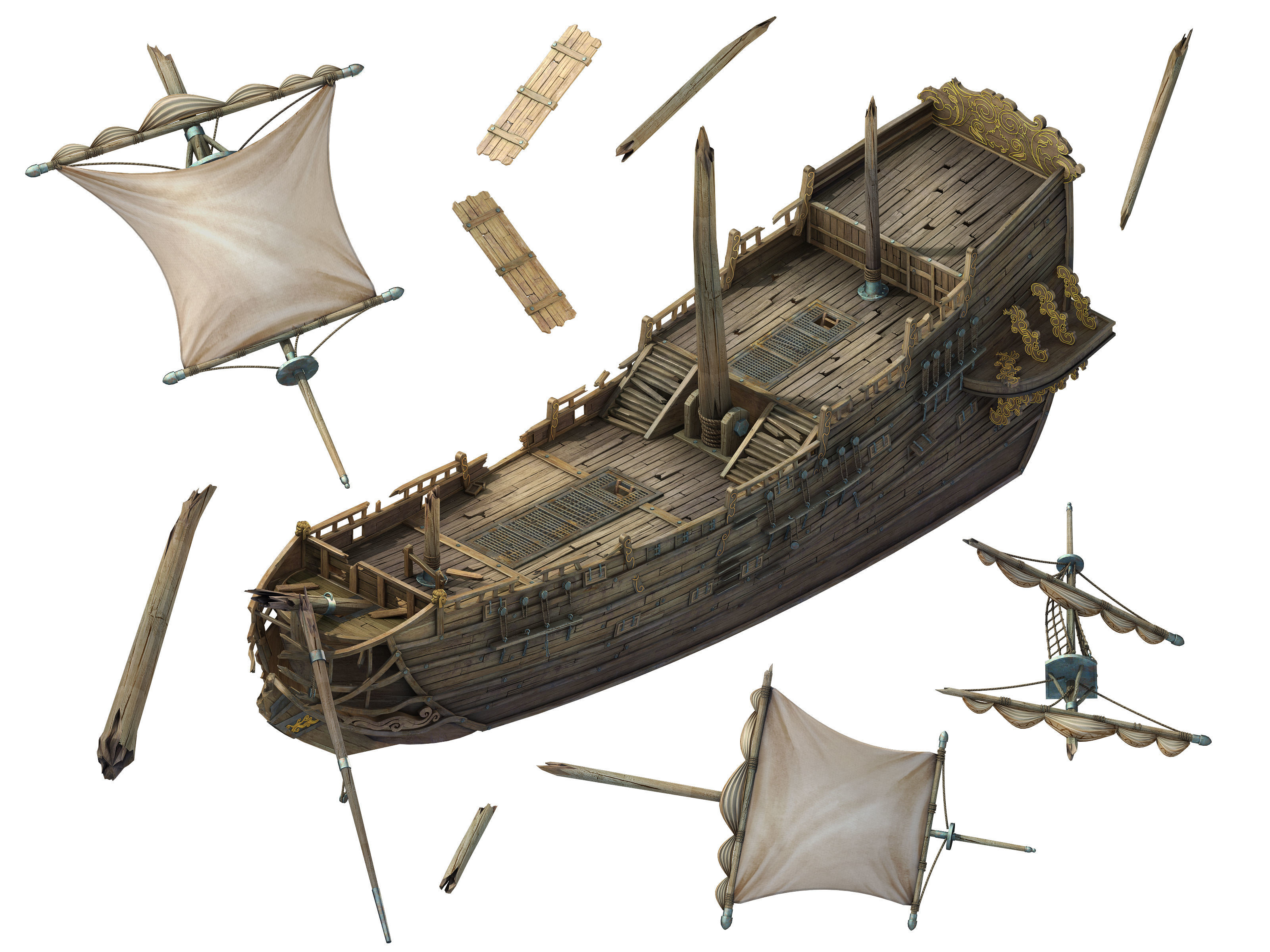 Game Kazlog shallow bay - Wreck 01 3D model_1