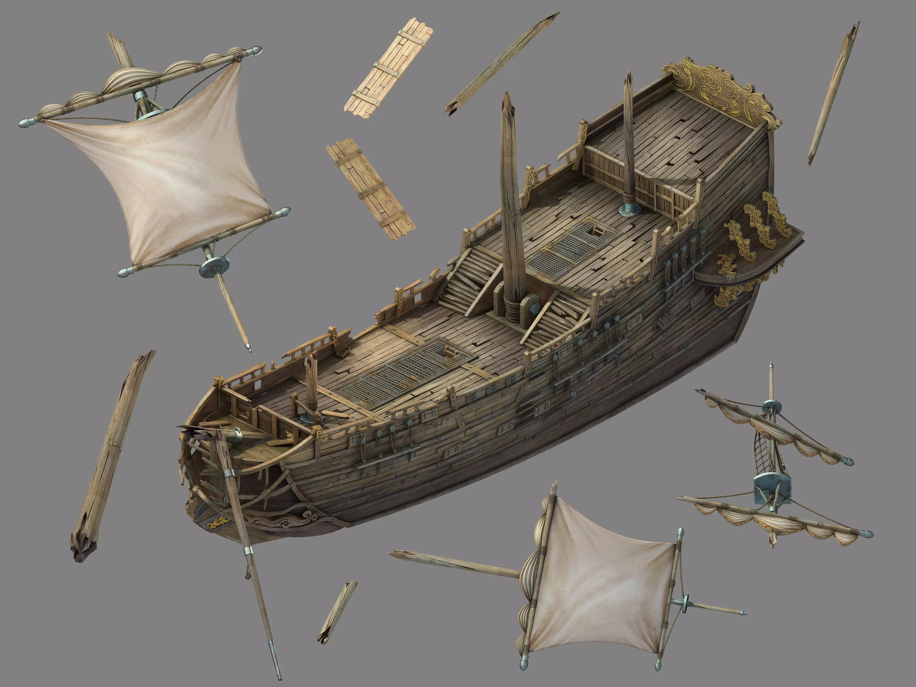 Game Kazlog shallow bay - Wreck 01 3D model_0