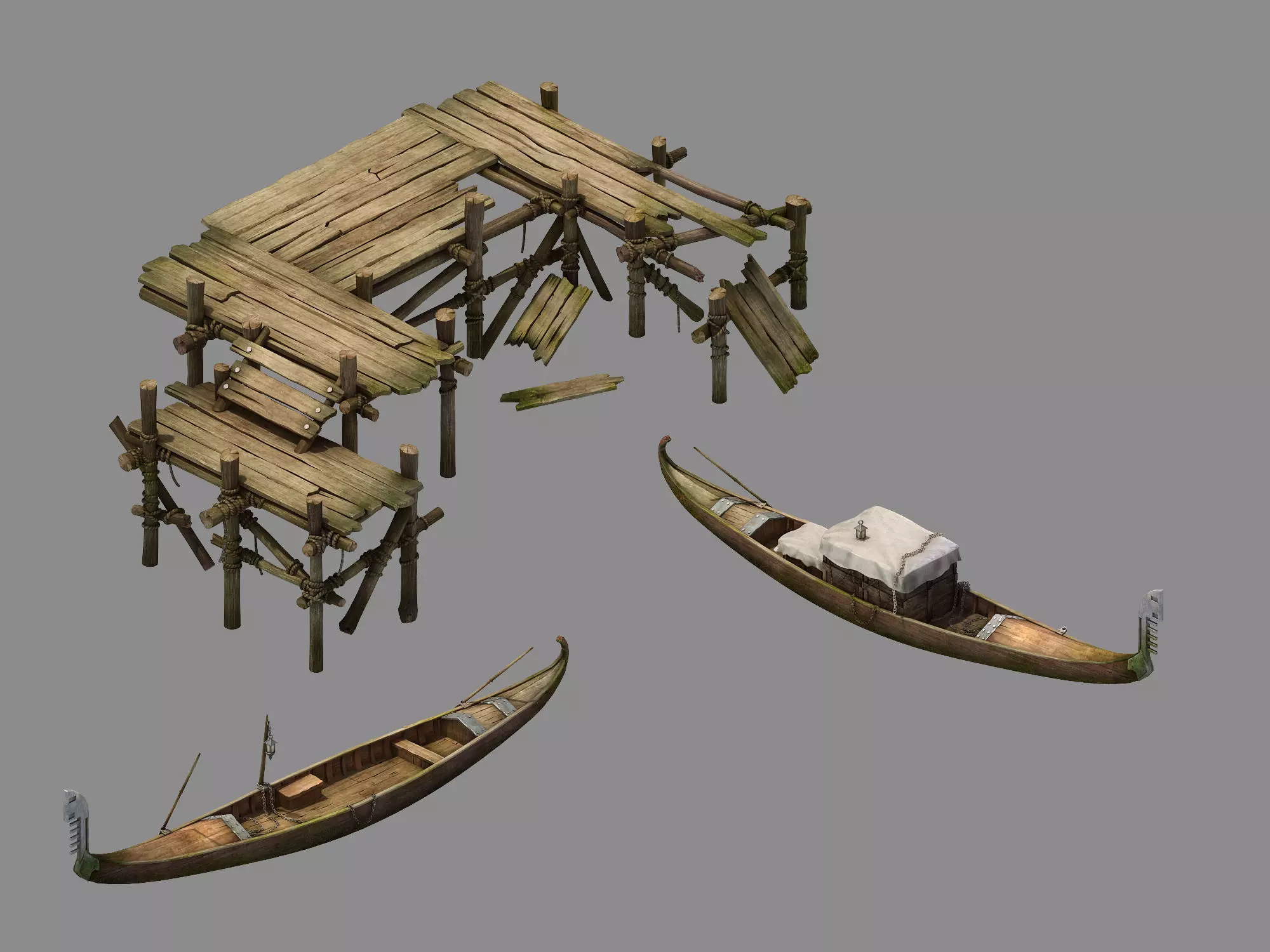 Game Kazlog Bay - Pier - Boat 02 3D model