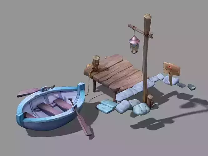 Game Wood - Boat 03 3D model
