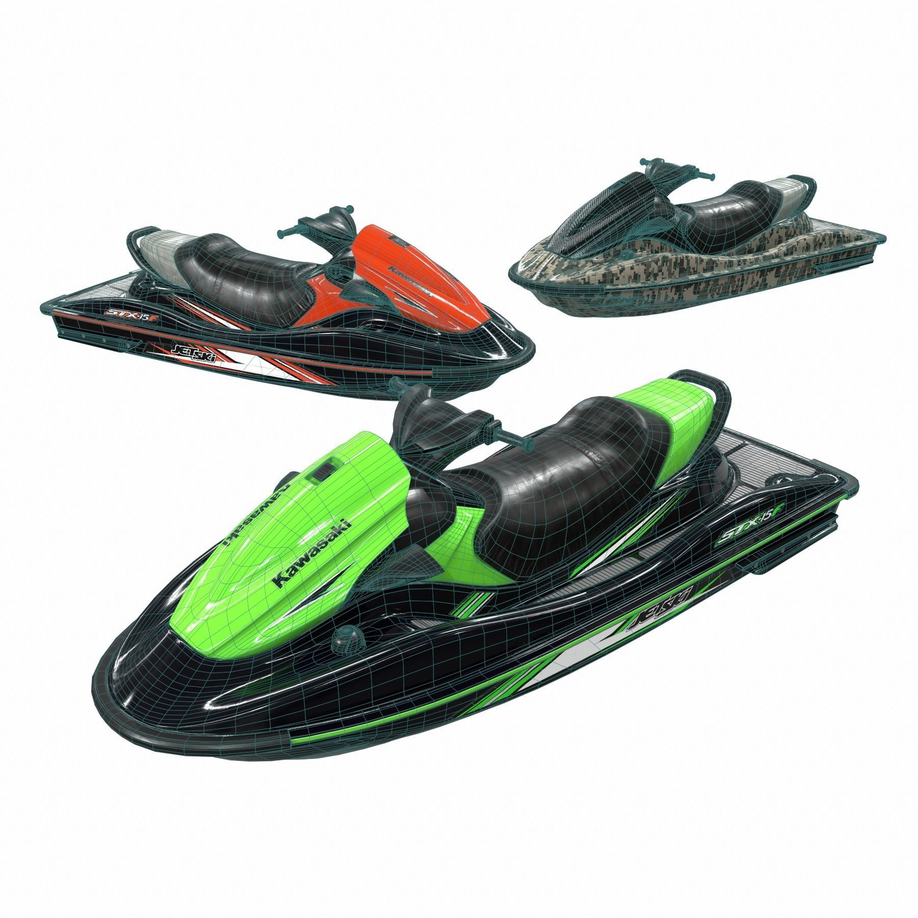 KAWASAKI JET SKI STX-15F Low-poly 3D model_3