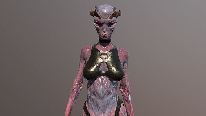 Alien female Rose Low-poly 3D model