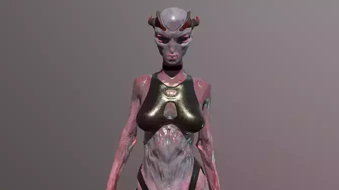 Alien female Rose Low-poly 3D model