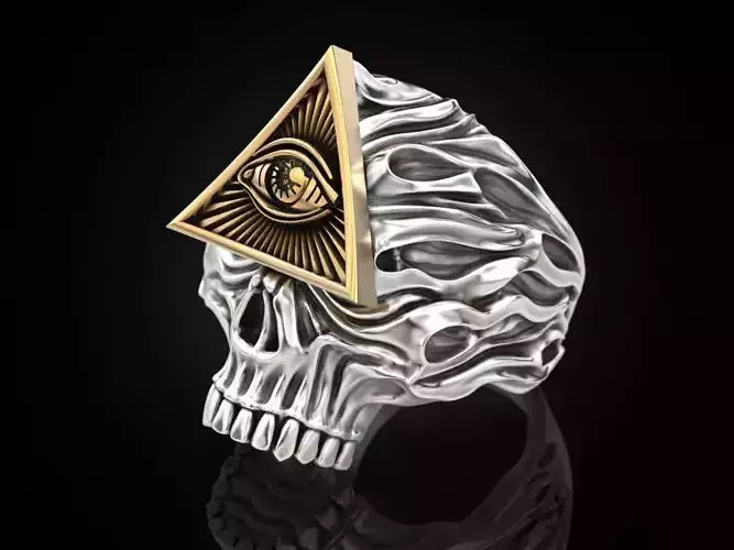 All seeing eye skull ring 3D print model