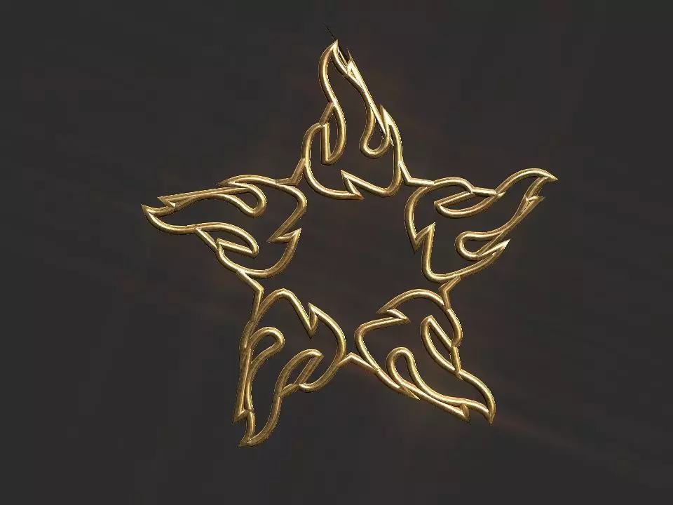 Hollow Star Fire 2d 3D Decoration Low-poly 3D model_0