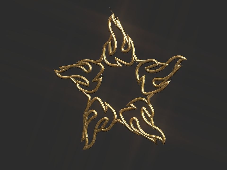 Hollow Star Fire 2d 3D Decoration Low-poly 3D model_1