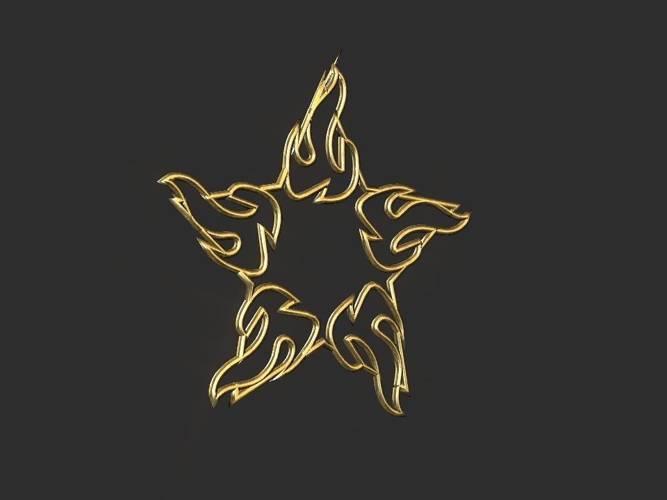 Hollow Star Fire 2d 3D Decoration Low-poly 3D model_2