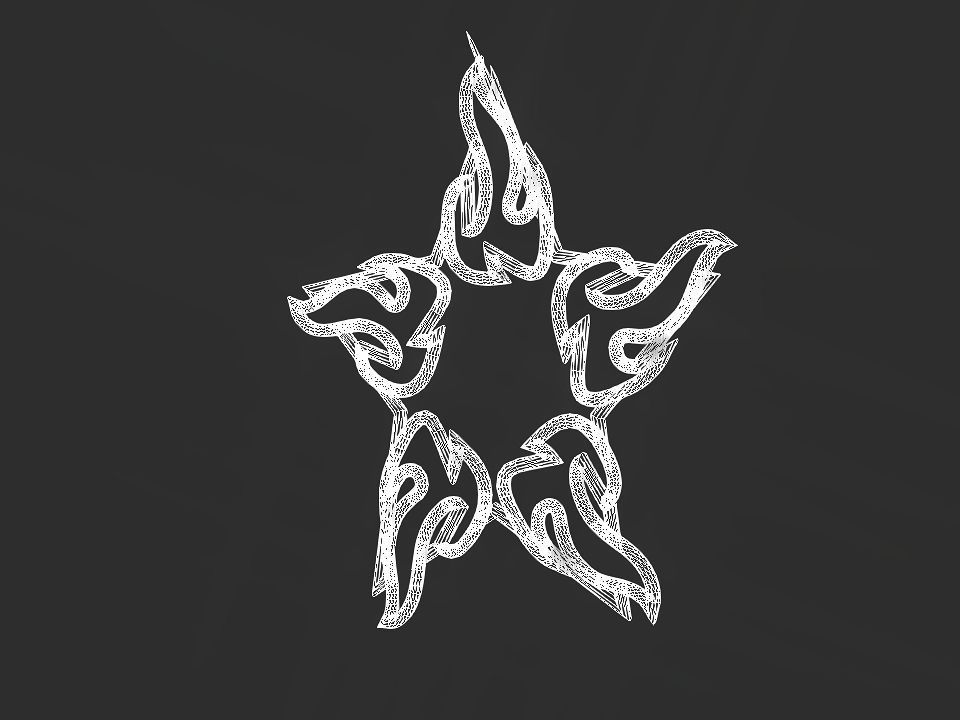 Hollow Star Fire 2d 3D Decoration Low-poly 3D model_17
