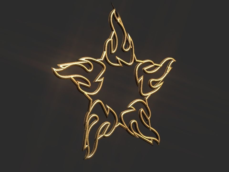 Hollow Star Fire 2d 3D Decoration Low-poly 3D model_15
