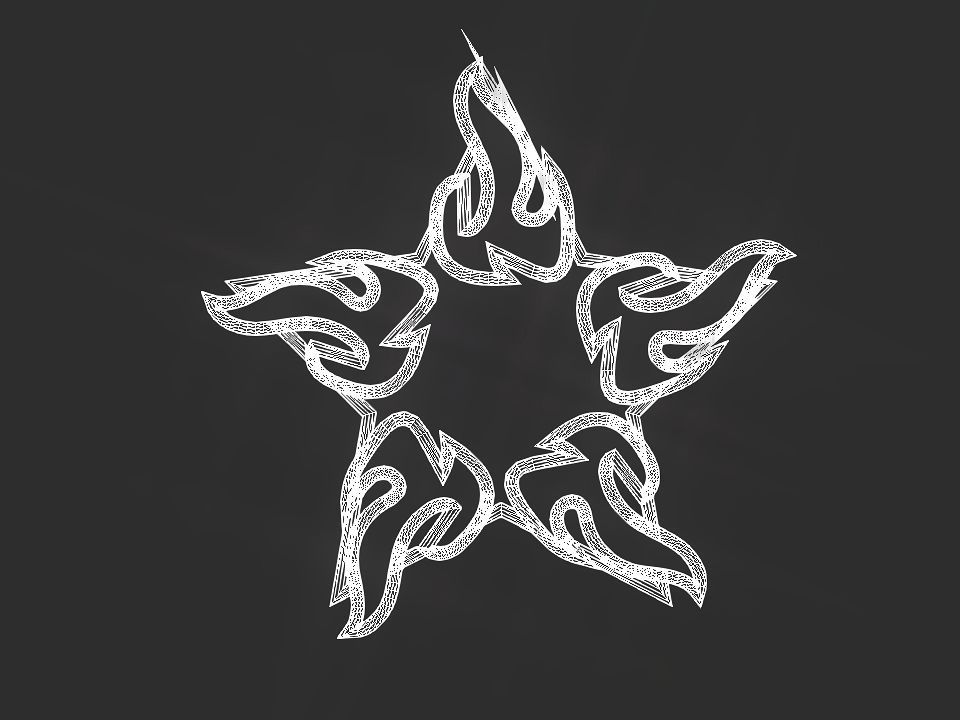 Hollow Star Fire 2d 3D Decoration Low-poly 3D model_16