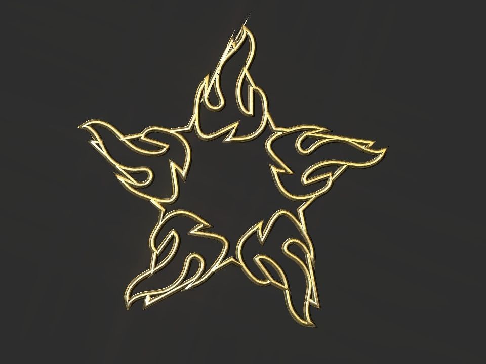 Hollow Star Fire 2d 3D Decoration Low-poly 3D model_3