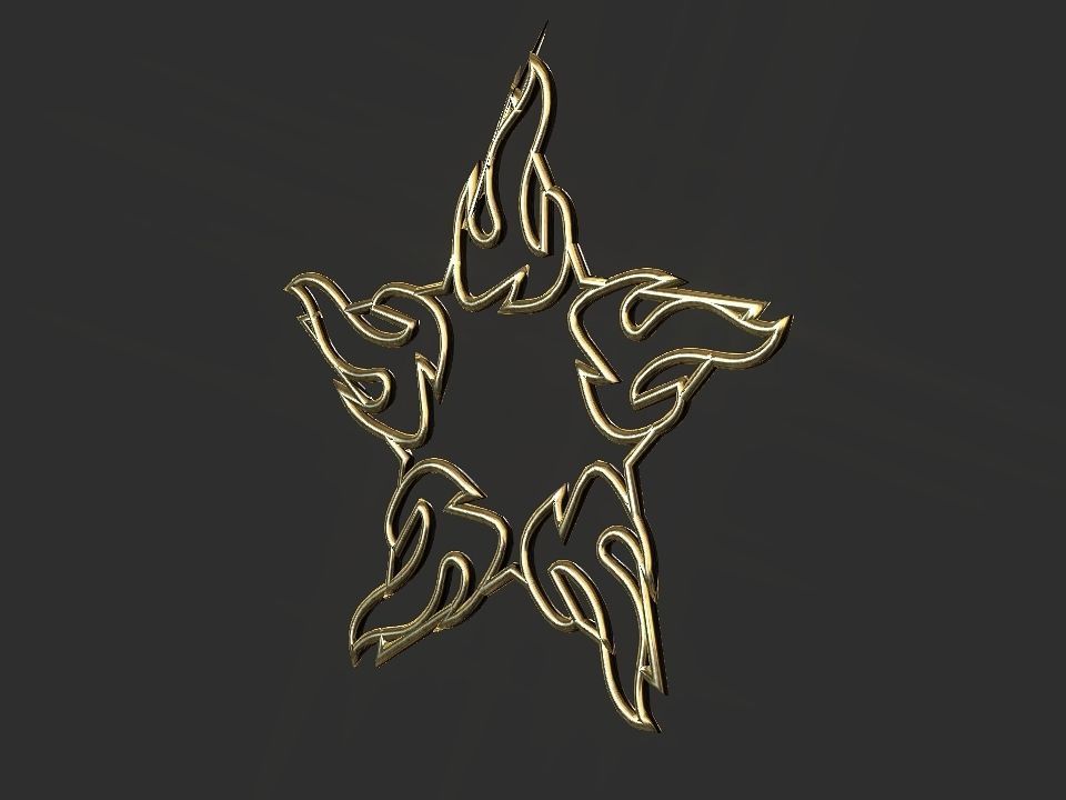 Hollow Star Fire 2d 3D Decoration Low-poly 3D model_5