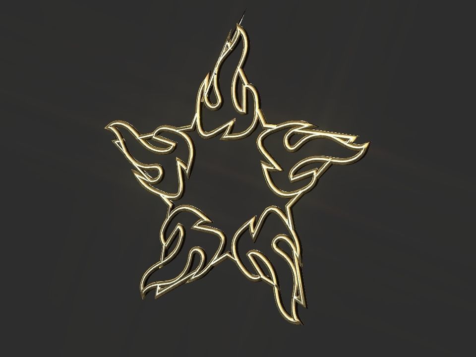 Hollow Star Fire 2d 3D Decoration Low-poly 3D model_4
