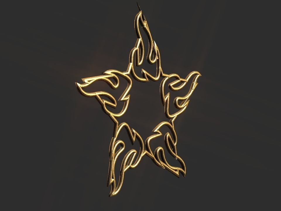 Hollow Star Fire 2d 3D Decoration Low-poly 3D model_14