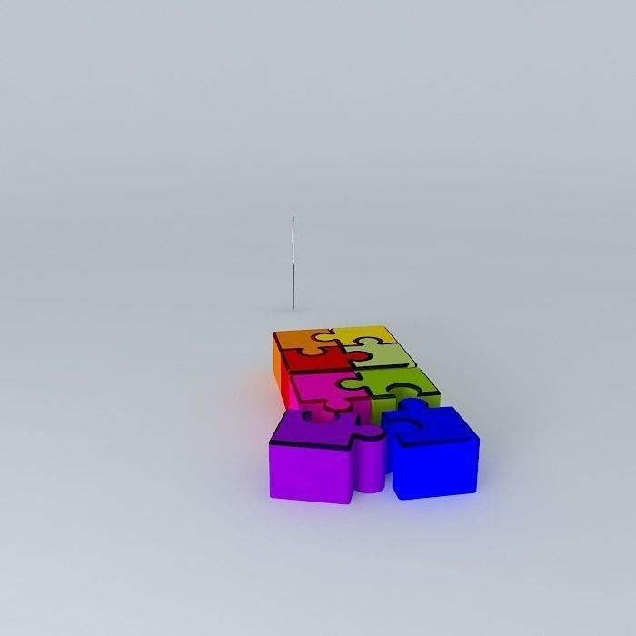 Puzzle peice ottoman Free 3D model_2