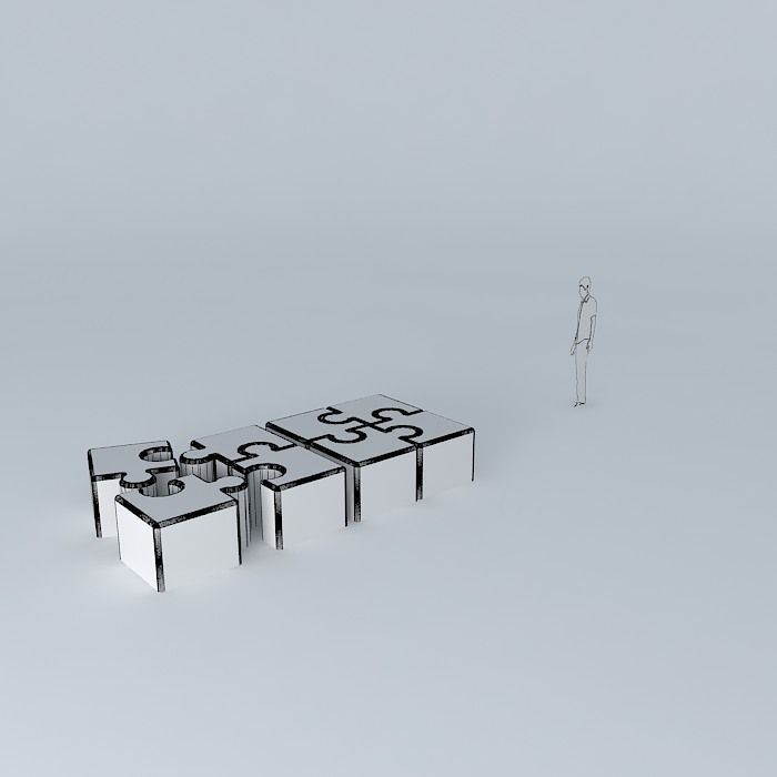 Puzzle peice ottoman Free 3D model_4