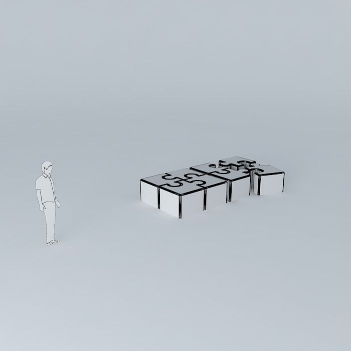 Puzzle peice ottoman Free 3D model_3