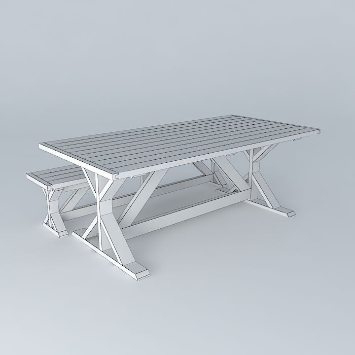 Dining Room Table Pottery Barn Free 3D model_4