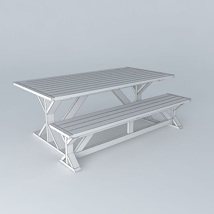 Dining Room Table Pottery Barn Free 3D model_3