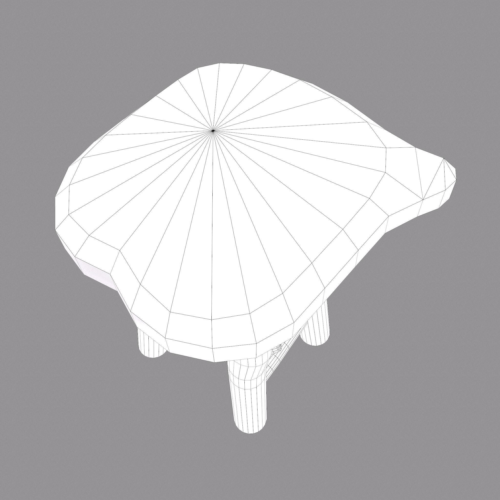 Medieval Wooden Bar Stool Low-poly 3D model_22