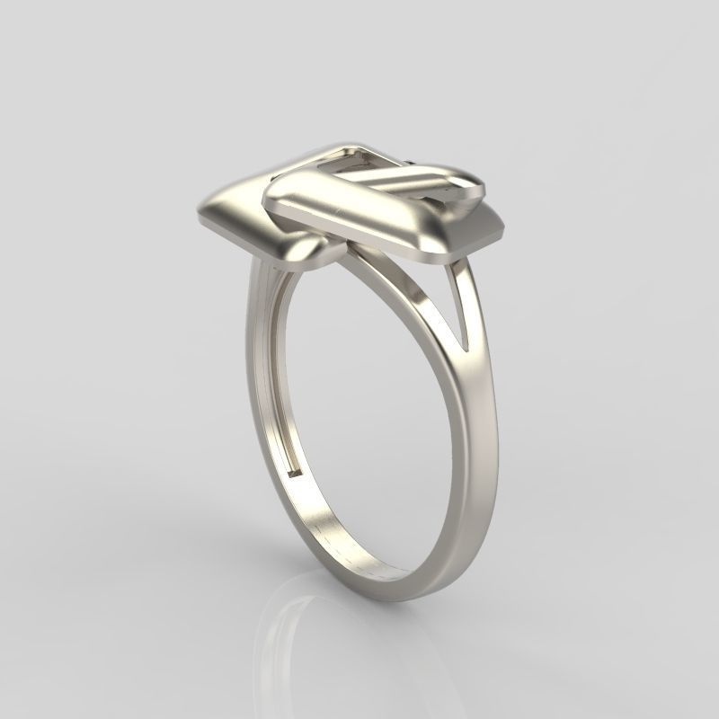 Women Ring geometric with rhombuses 3dm stl 3D print model 3D print model_4