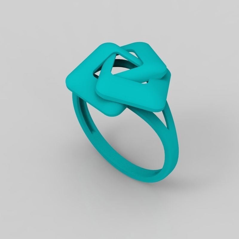 Women Ring geometric with rhombuses 3dm stl 3D print model 3D print model_14
