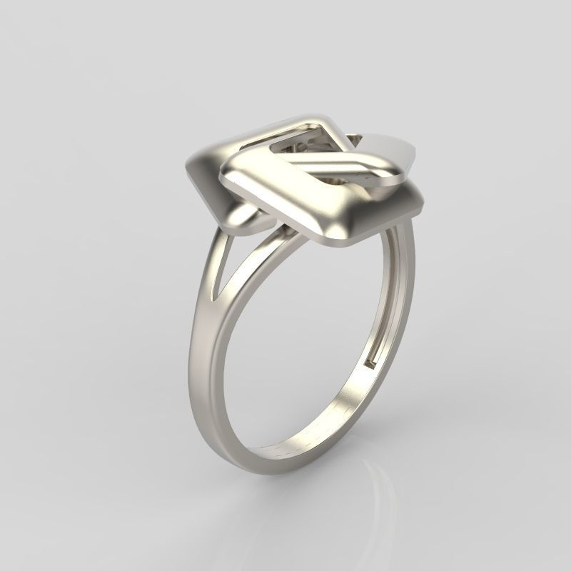 Women Ring geometric with rhombuses 3dm stl 3D print model 3D print model_8
