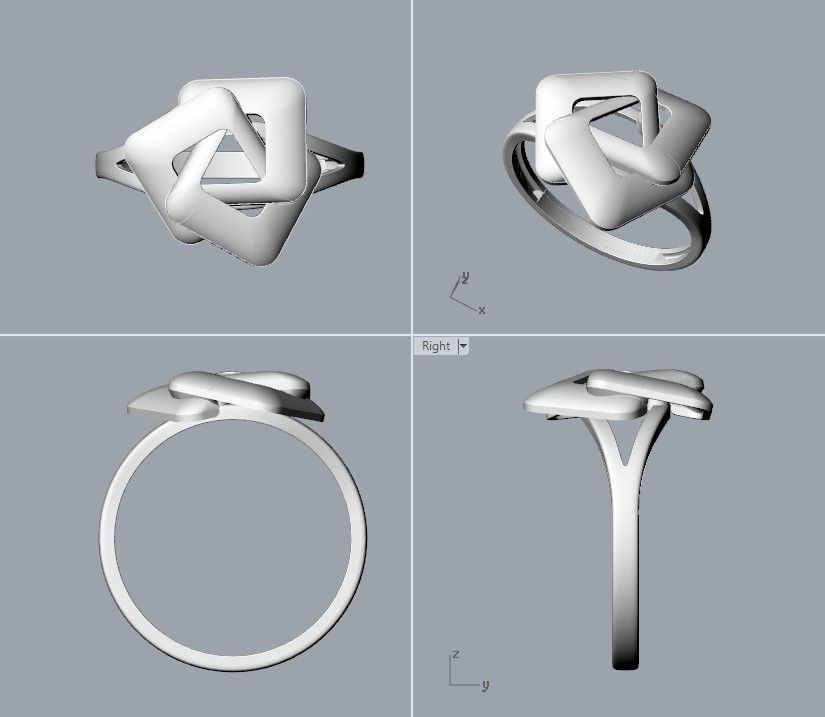 Women Ring geometric with rhombuses 3dm stl 3D print model 3D print model_29