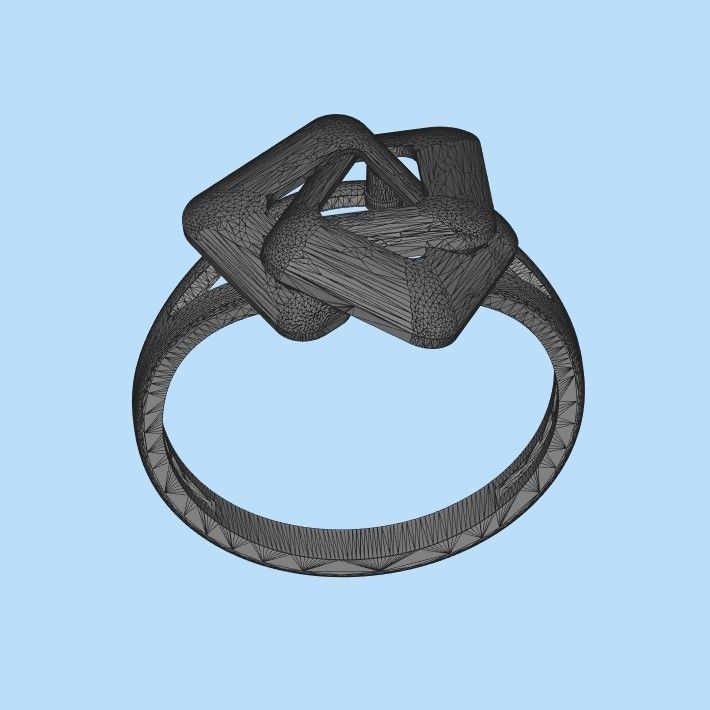 Women Ring geometric with rhombuses 3dm stl 3D print model 3D print model_33