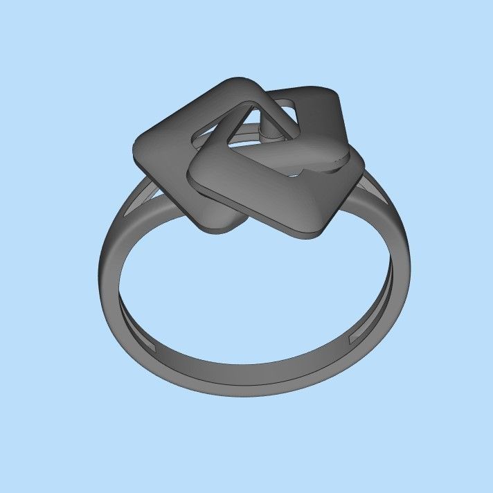 Women Ring geometric with rhombuses 3dm stl 3D print model 3D print model_34