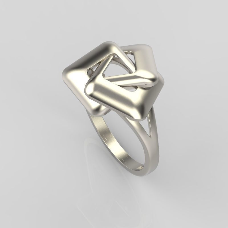 Women Ring geometric with rhombuses 3dm stl 3D print model 3D print model_11