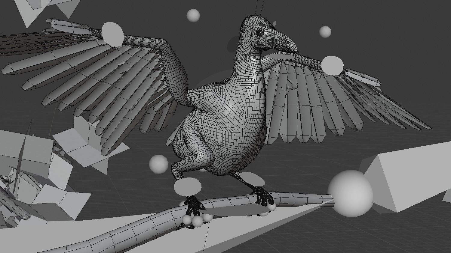 raven paper sculpture of crow perched on branch in forest 3D model_8