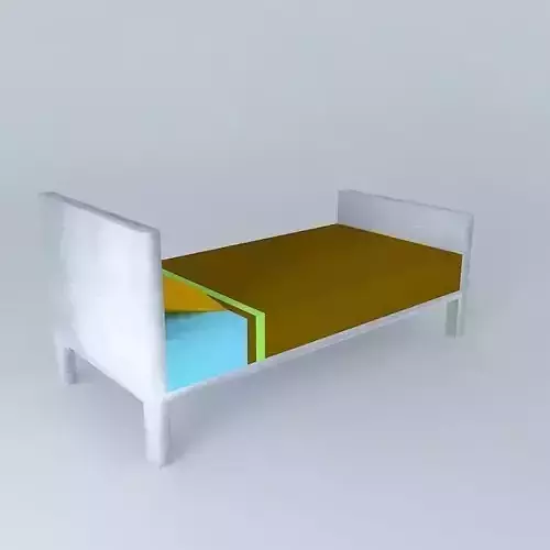 Single Bed with orange pillow