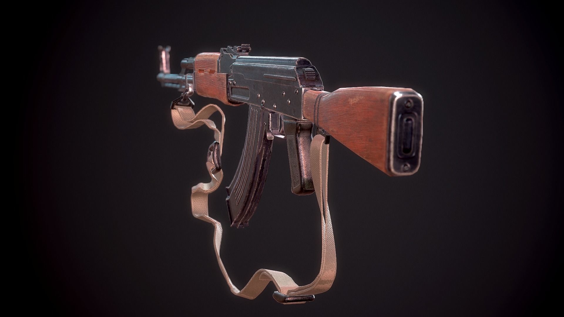 AK-47 rifle Low-poly 3D model_4