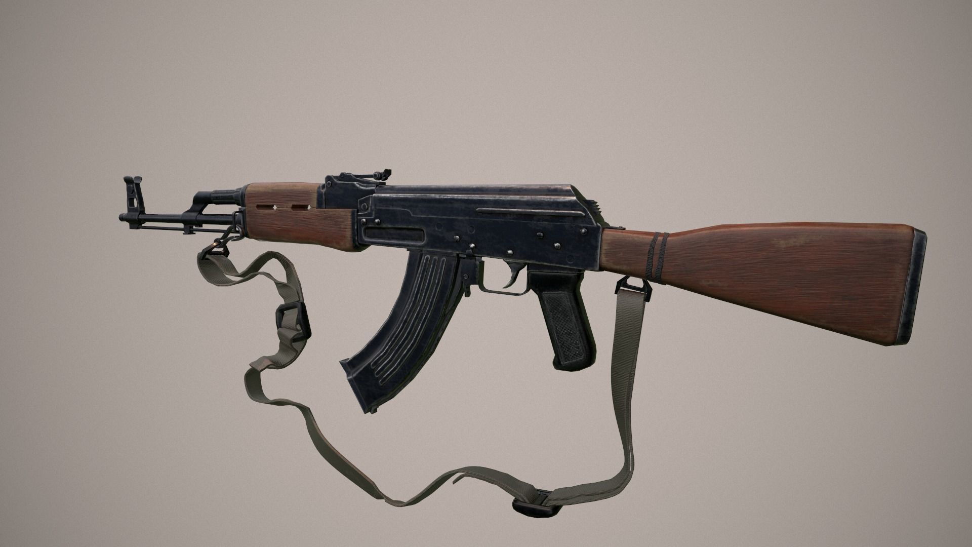 AK-47 rifle Low-poly 3D model_7