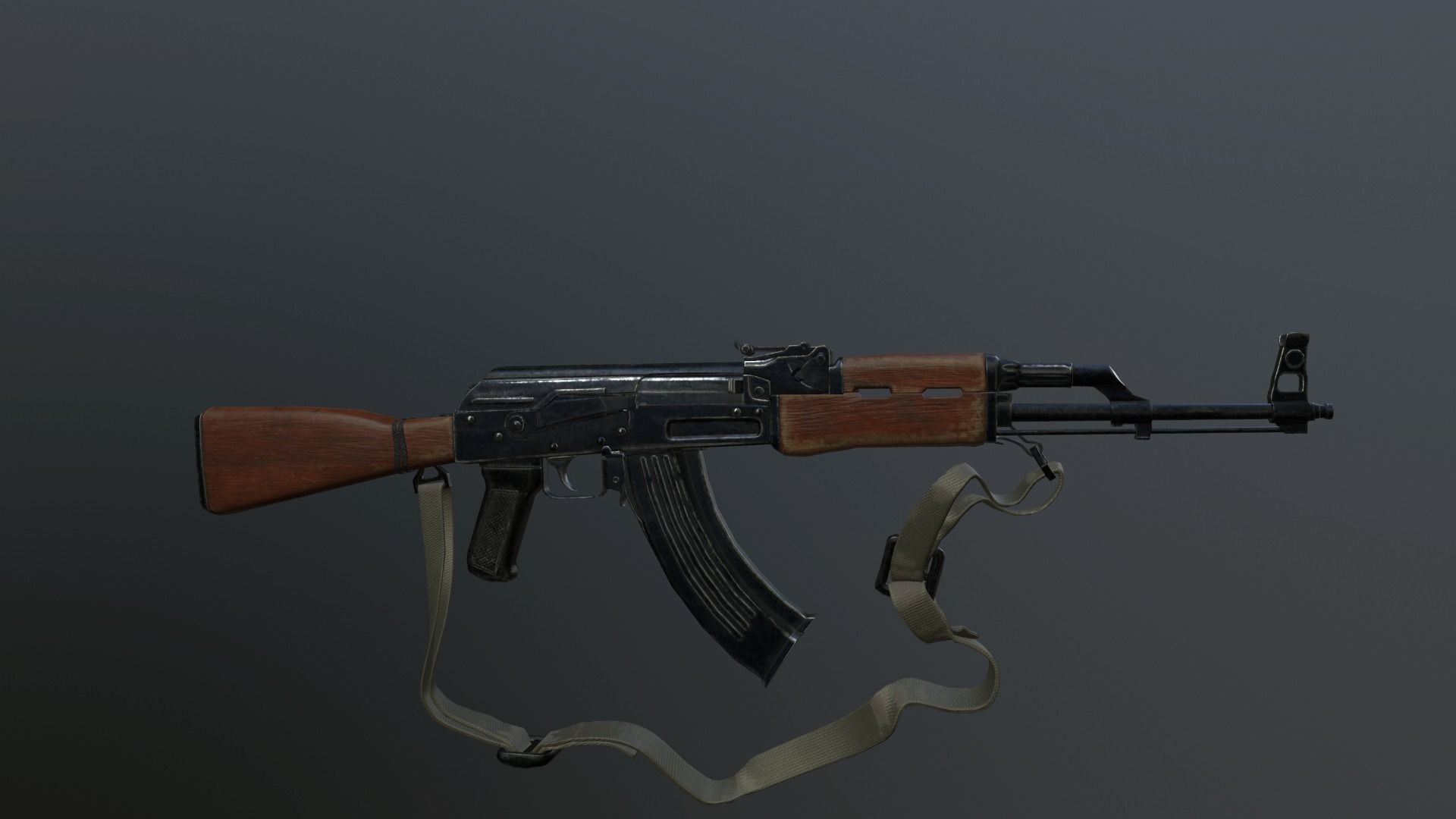 AK-47 rifle Low-poly 3D model_6