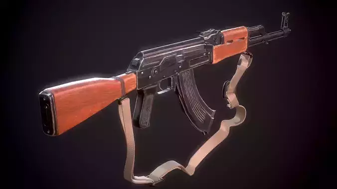 AK-47 rifle Low-poly 3D model
