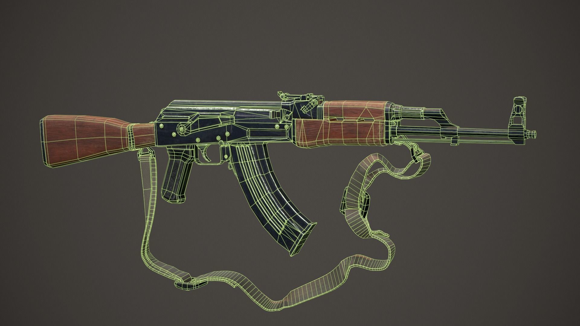 AK-47 rifle Low-poly 3D model_8