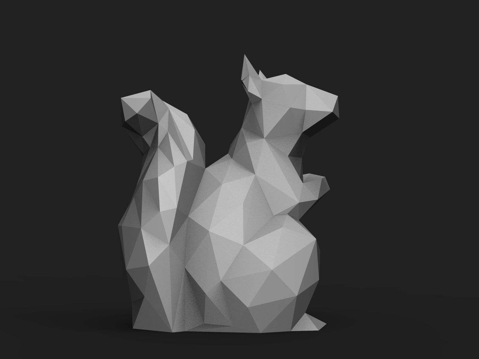 Squirrel Low Poly polygonal cat 3D print model_4