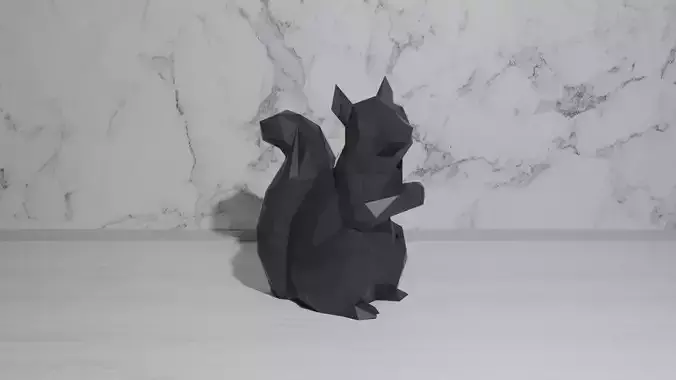 Squirrel Low Poly polygonal cat 3D print model