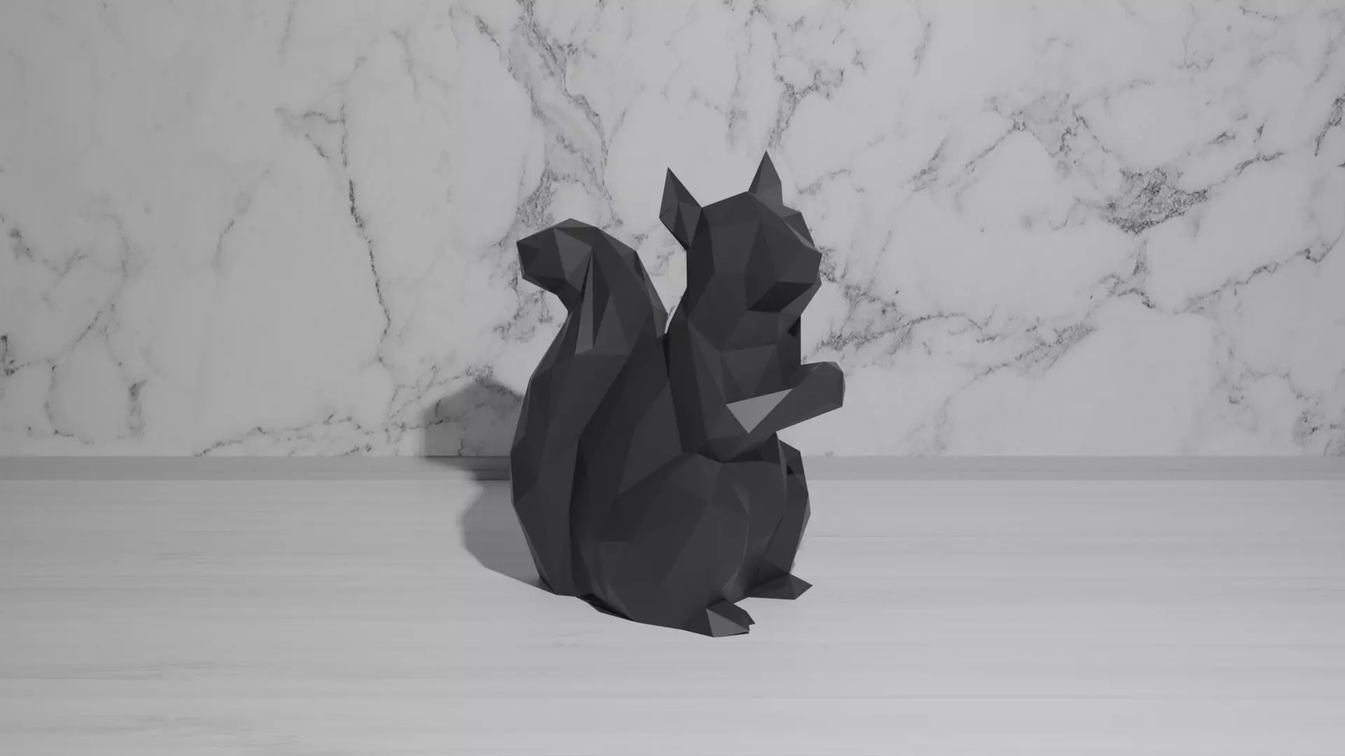 Squirrel Low Poly polygonal cat 3D print model_0