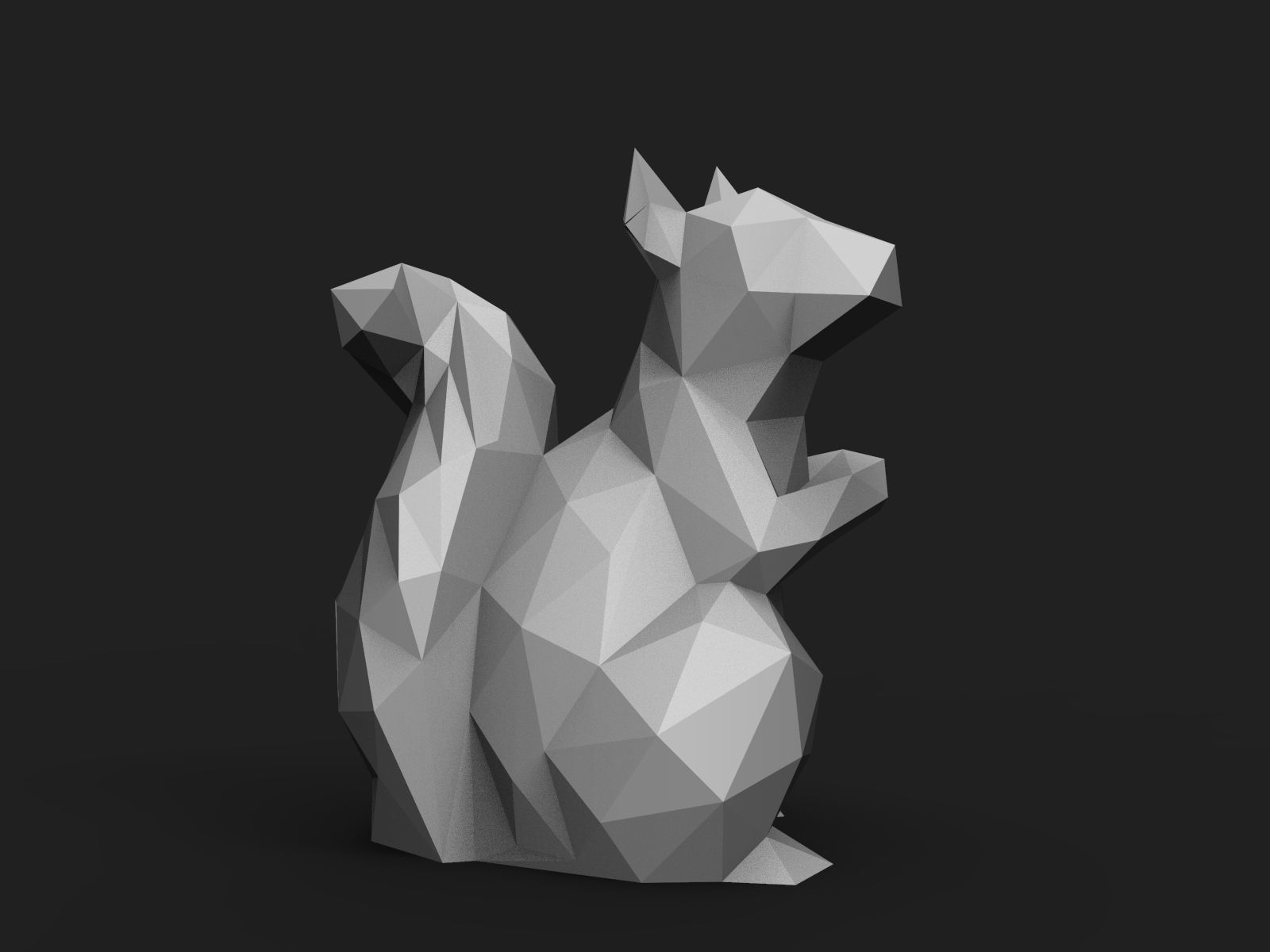 Squirrel Low Poly polygonal cat 3D print model_3