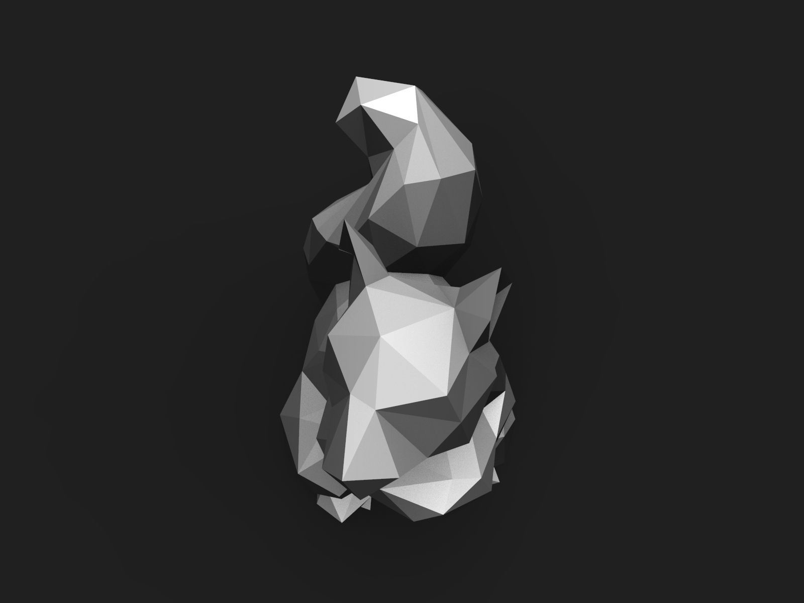 Squirrel Low Poly polygonal cat 3D print model_2