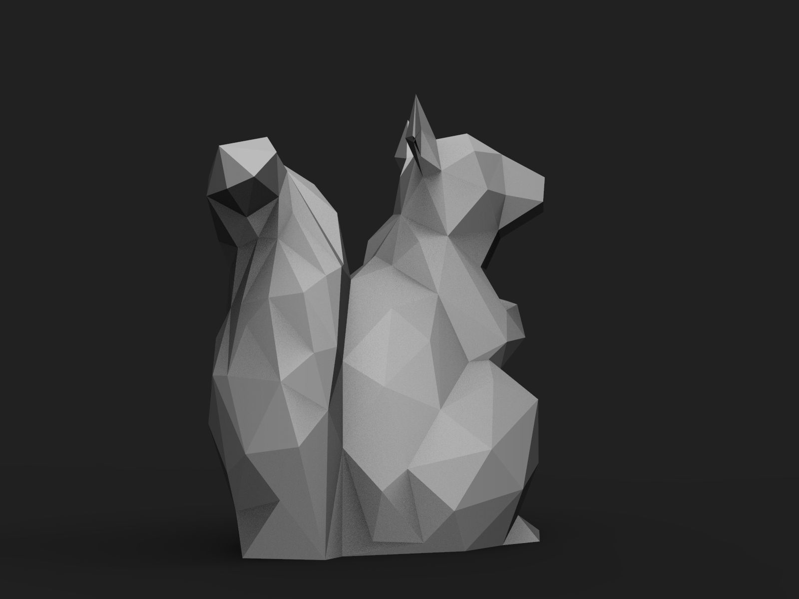 Squirrel Low Poly polygonal cat 3D print model_5