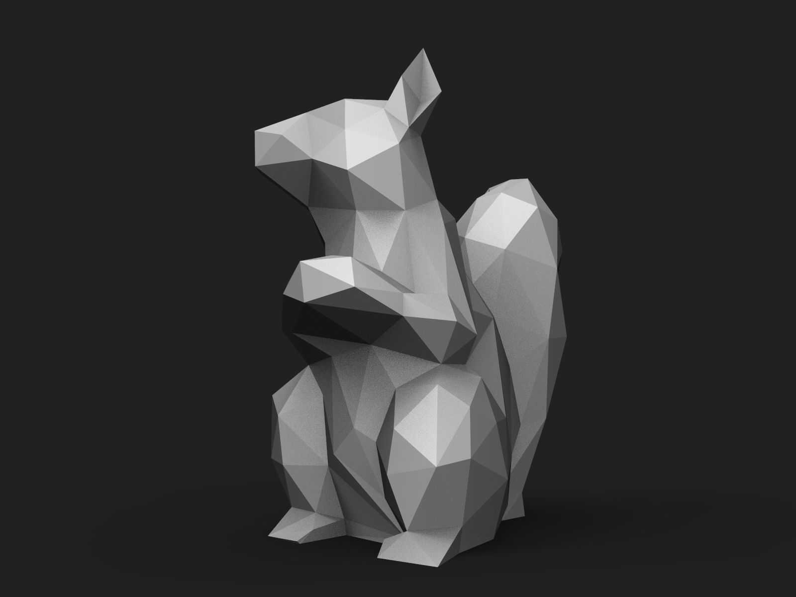 Squirrel Low Poly polygonal cat 3D print model_9