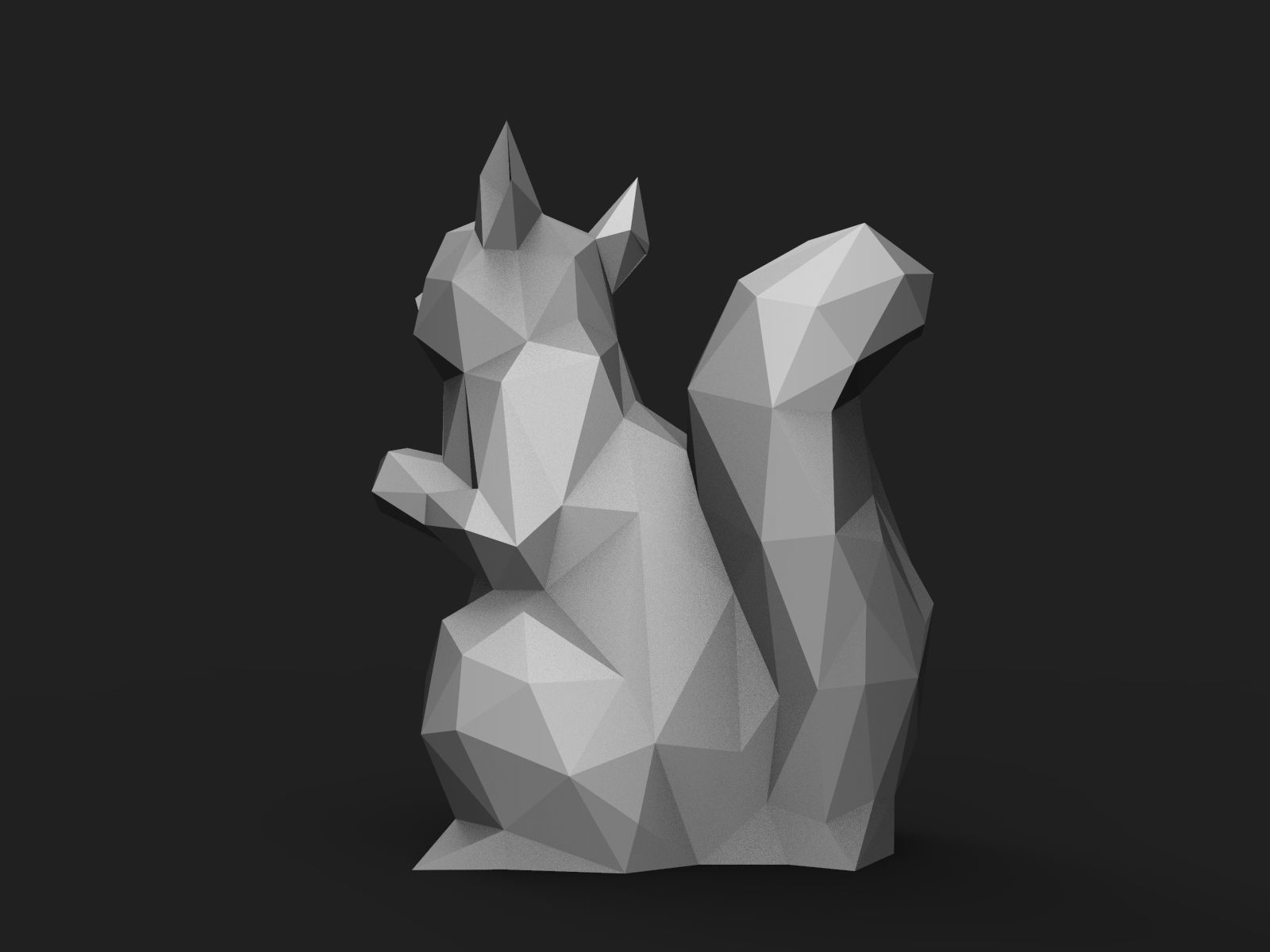Squirrel Low Poly polygonal cat 3D print model_7