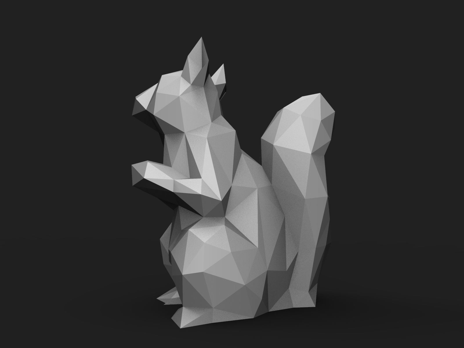 Squirrel Low Poly polygonal cat 3D print model_8